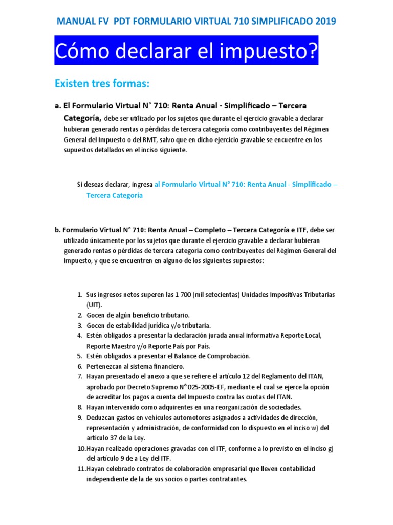 Manual Formulario Virtual 710 Simplificado | PDF | Impuestos | Economias