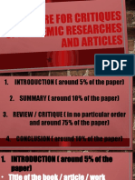 Structure For Critiques of Academic Researches and Articles