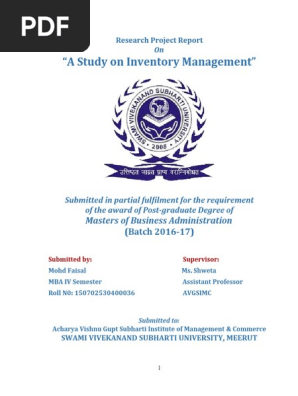 A Study on Inventory Management - MBA
