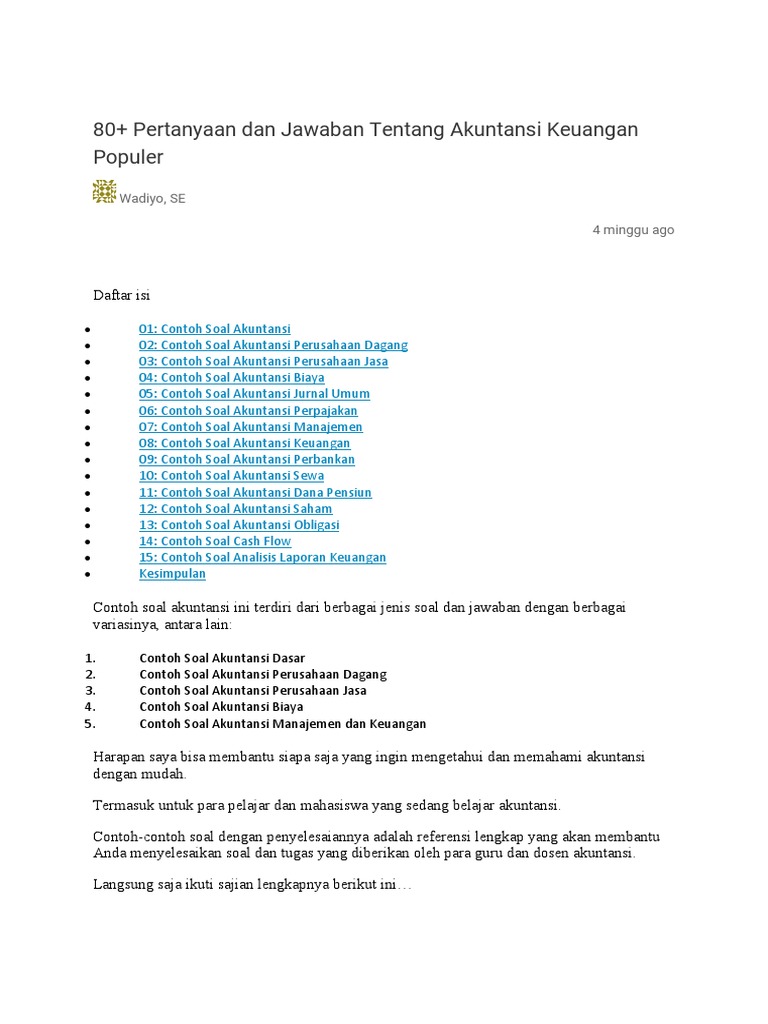 Contoh Soal Akuntansi Pdf