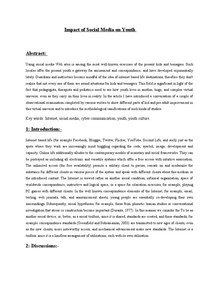 Impact of Social Media On Youth | PDF | Social Media | Popular Culture ...