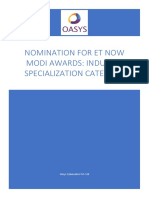 ET Now MODI Award - Oasys Nomination