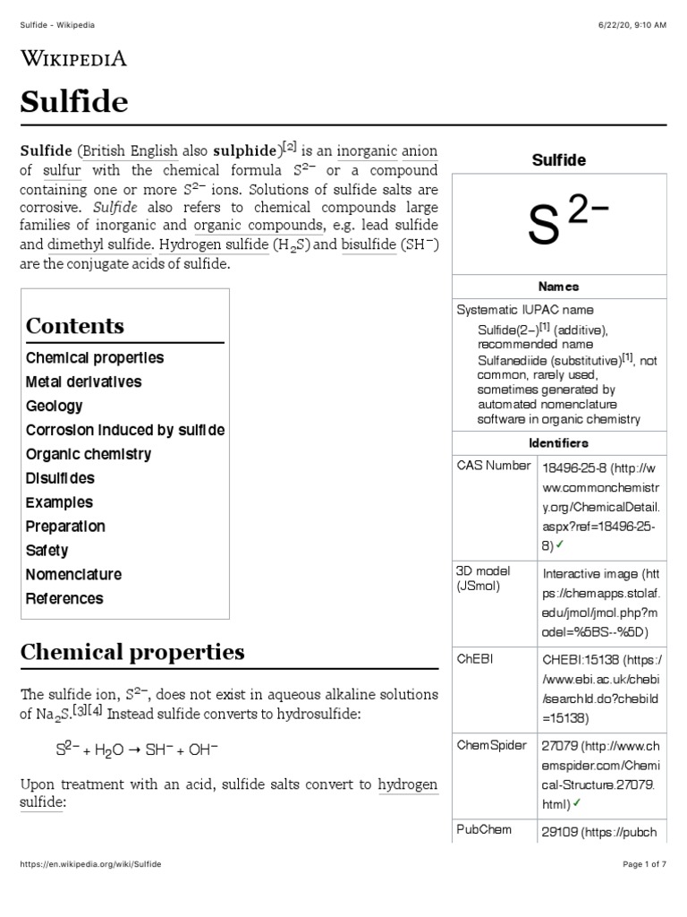 Sulfide Sulfide (British English Also Sulphide) PDF Sulfide