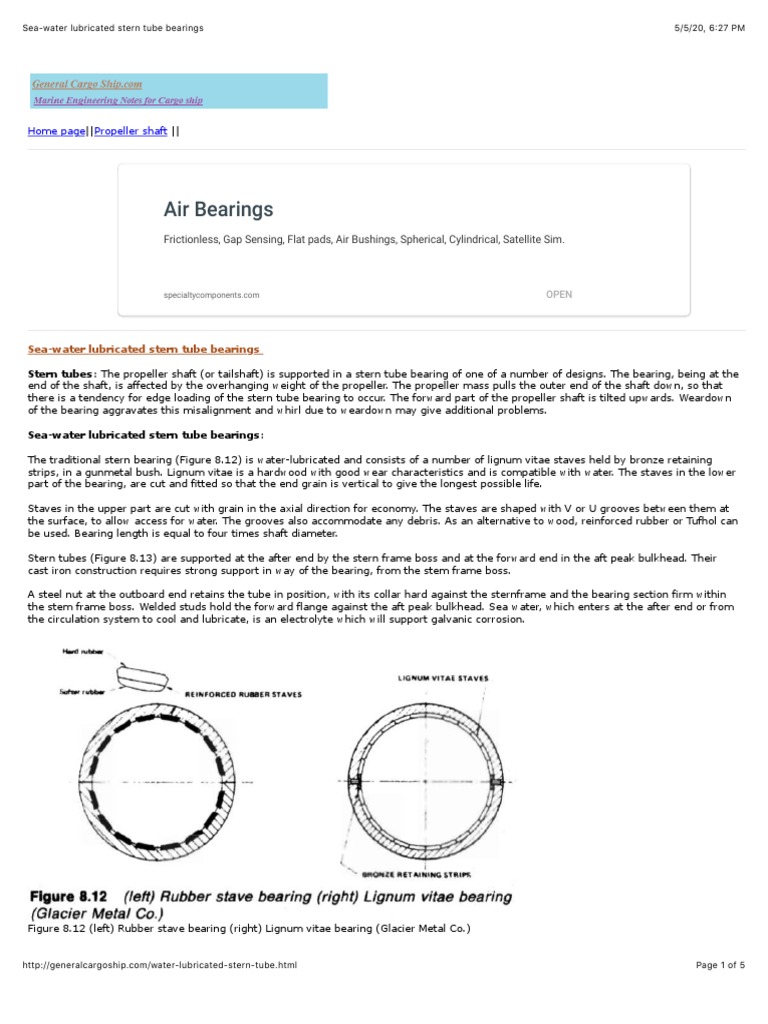 Sea-Water Lubricated Stern Tube Bearings | PDF | Propeller | Bearing  (Mechanical)