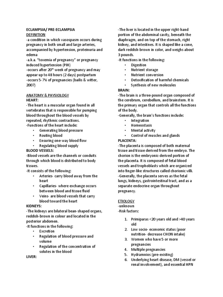 Eclampsia Pre Eclampsia | PDF | Physiology | Anatomy