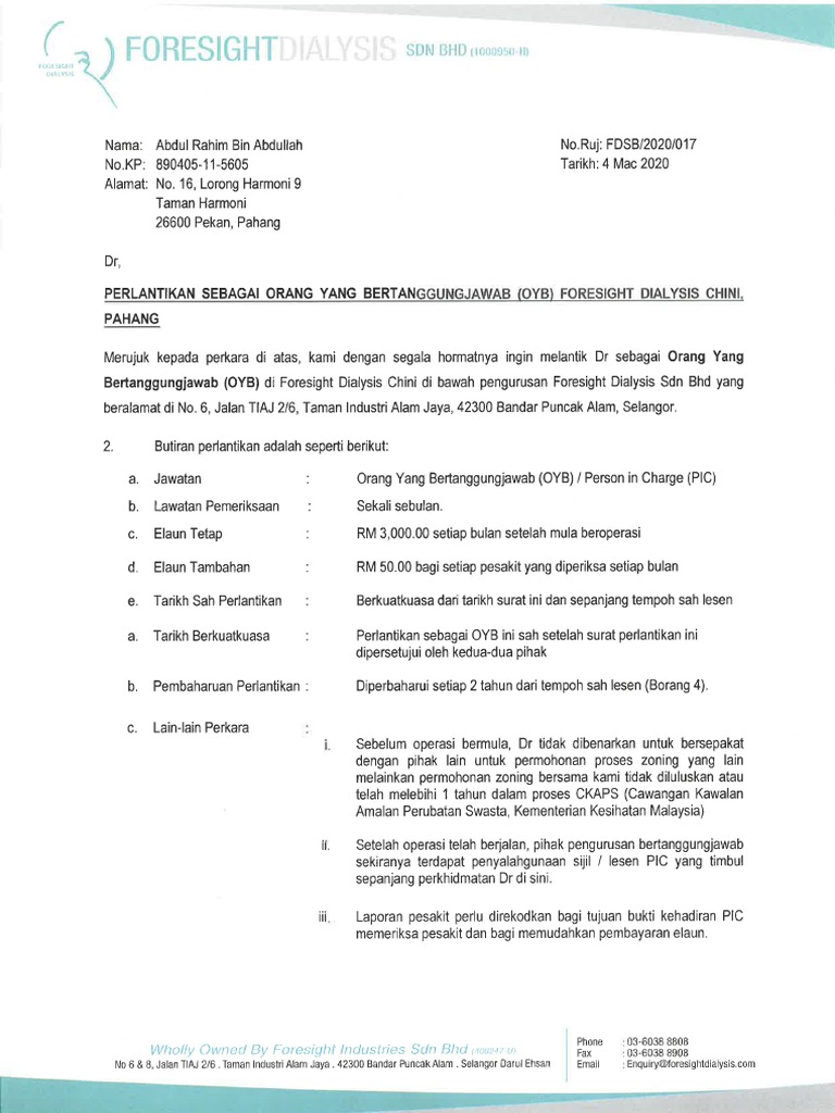 Letter Offer Pic Chini Pdf