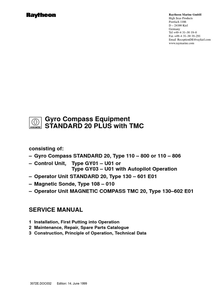 Service Manual for Raytheon Marine GmbH Gyro Compass Equipment STANDARD ...