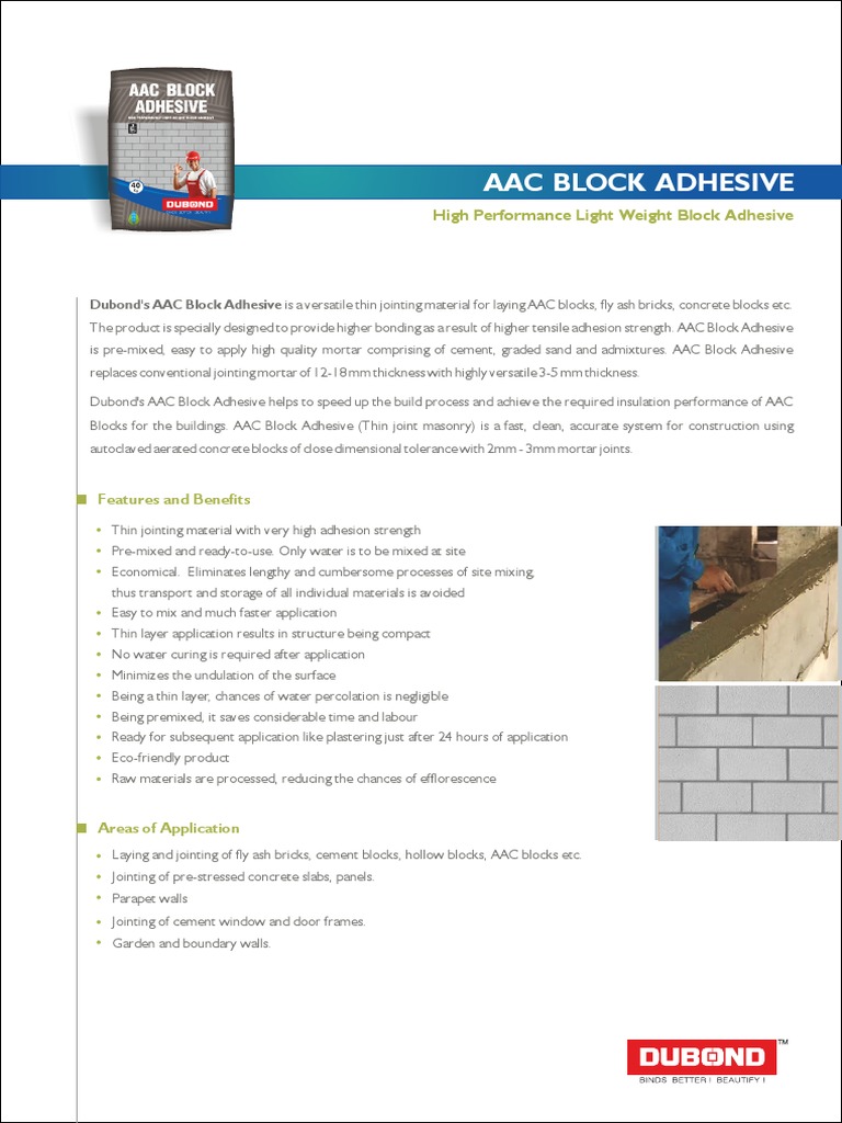 Dubond AAC Block Adhesive A Versatile and HighPerformance Thin Joint Mortar for Laying