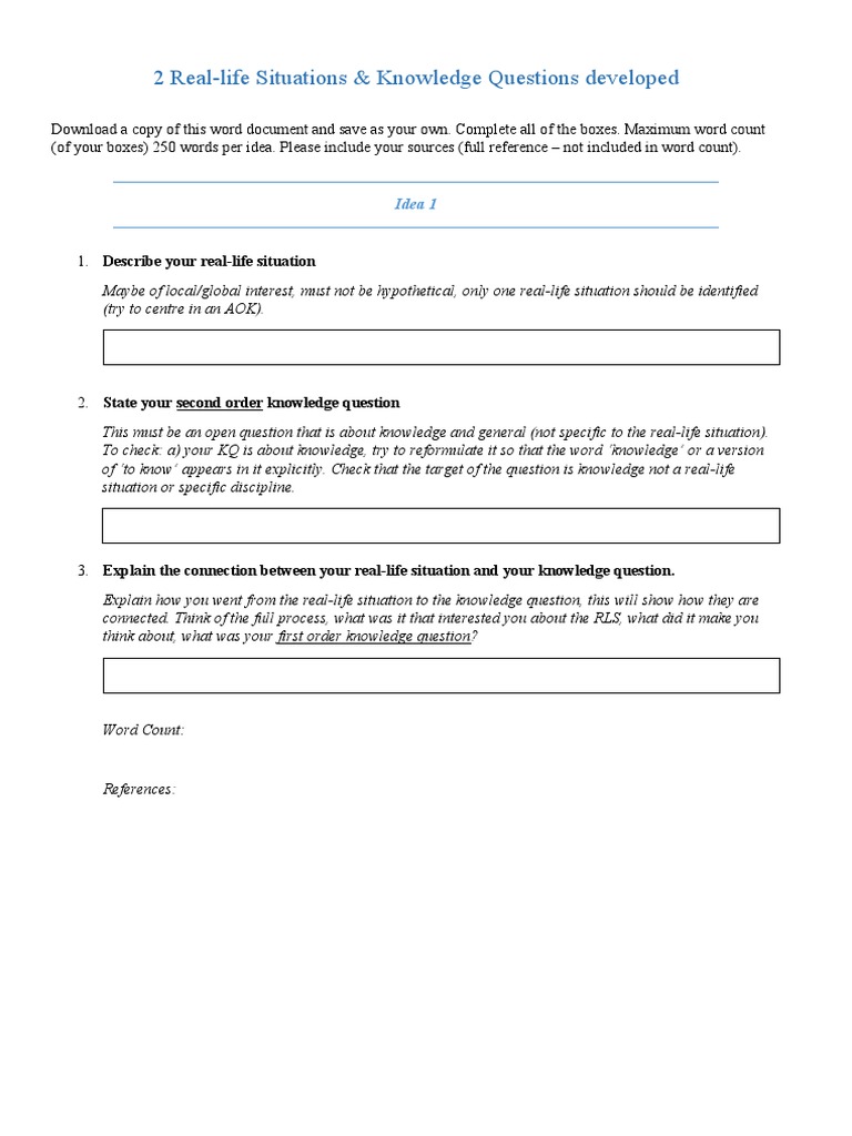 Knowledge Questions from Real-Life Situations | PDF