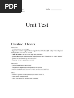 Unit Test: Duration:1 Hours