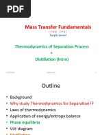 Mass Transfer Fundamentals: Thermodynamics of Separation Process + Distillation (Intro)