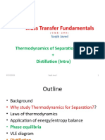 Mass Transfer Fundamentals: Thermodynamics of Separation Process + Distillation (Intro)