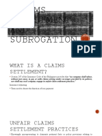 Claims Settlement and Subrogation
