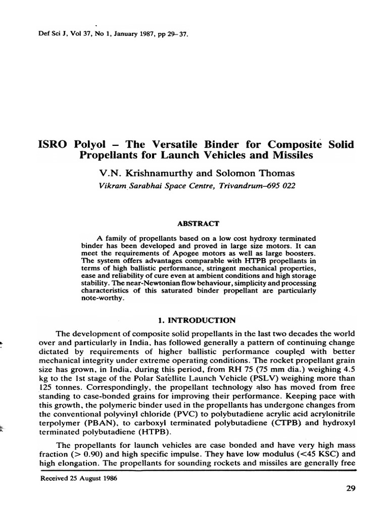 ISRO Polyol: Binder for Solid Propellants | PDF | Rocket Propellant ...