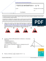 2.º Teste de Matemática A 11.º 6: 1.º Período 12/12/19 Duração: 90 Minutos Nome: N.º: Classificação: O Professor