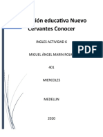 Institución Educativa Nuevo Cervantes Conocer: Ingles Actividad 6
