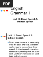 English Grammar I: Unit 11: Direct Speech & Indirect Speech