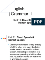 English Grammar I: Unit 11: Direct Speech & Indirect Speech