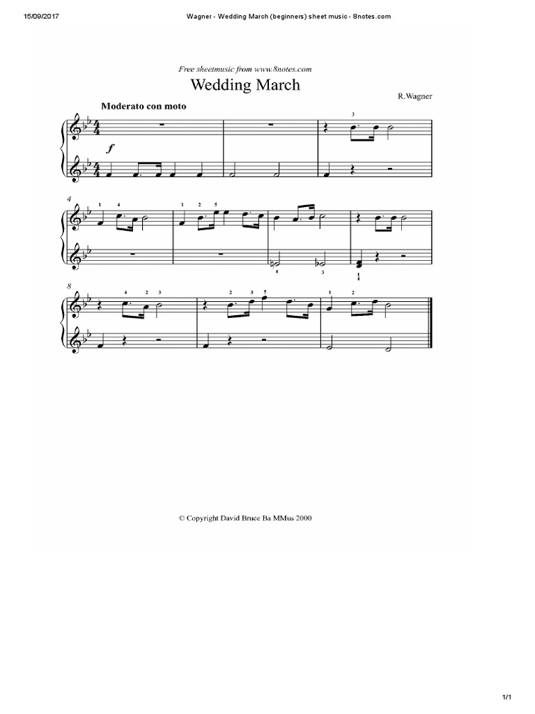 Wagner Wedding March (Beginners) PDF