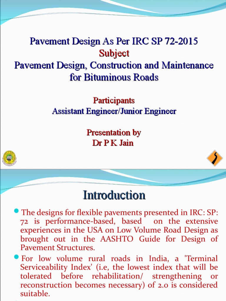 Pavement Design Guidelines IRC SP 72-2015 | PDF | Road Surface | Road
