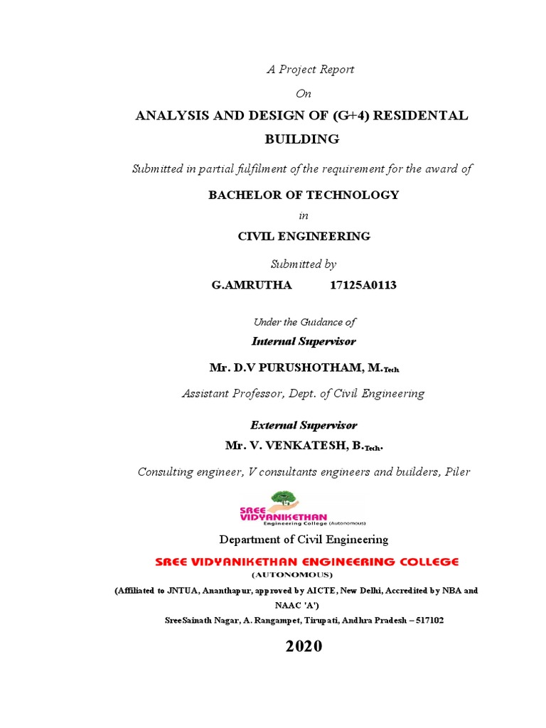 G+4 Residential Building Design Report | PDF | Auto Cad | Beam (Structure)