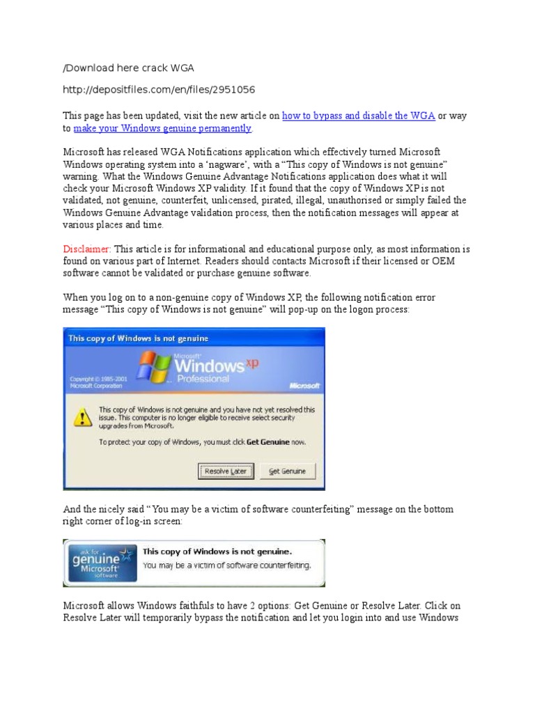 Windows genuine advantage download