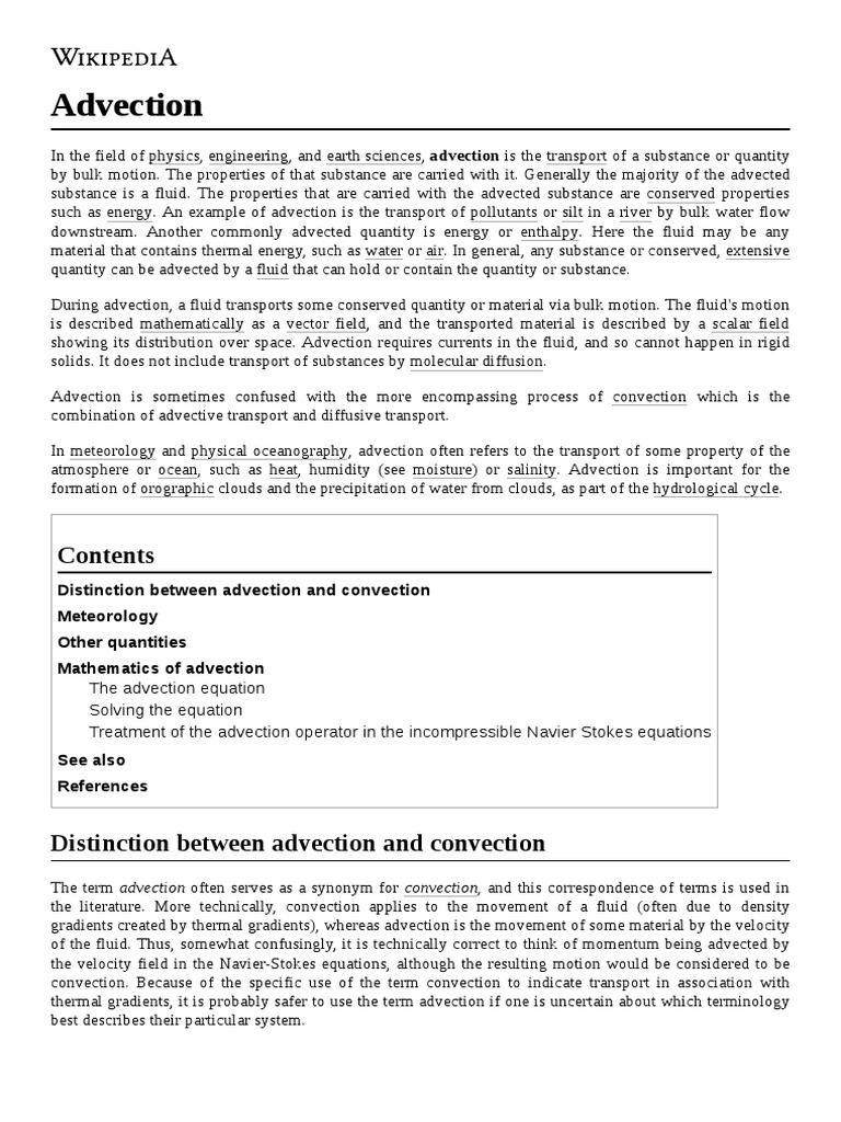Advection Distinction Between Advection and Convection Meteorology
