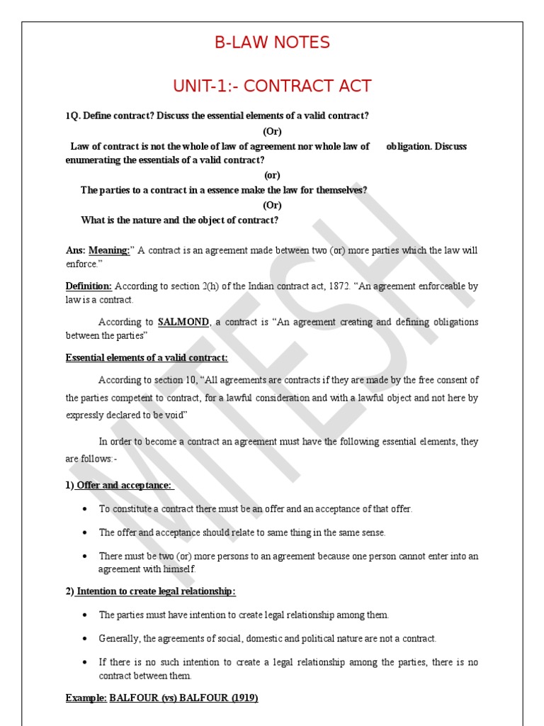 Essentials of a Valid Contract | PDF | Offer And Acceptance | Consideration