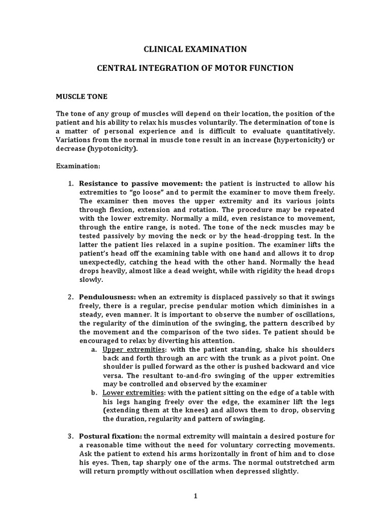 Clinical Examination of Muscle Tone | PDF | Anatomical Terms Of Motion ...