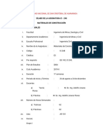 Sílabo de La Asignatura Ic - 248 Materiales de Construcción I. Datos Generales