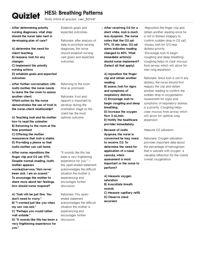 HESI Breathing Patterns Descargar gratis PDF Breathing Lung