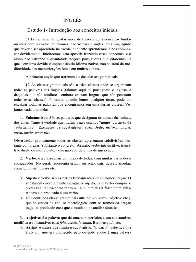 Introdução aos Conceitos Gramaticais Básicos em Inglês | PDF | Pronome ...