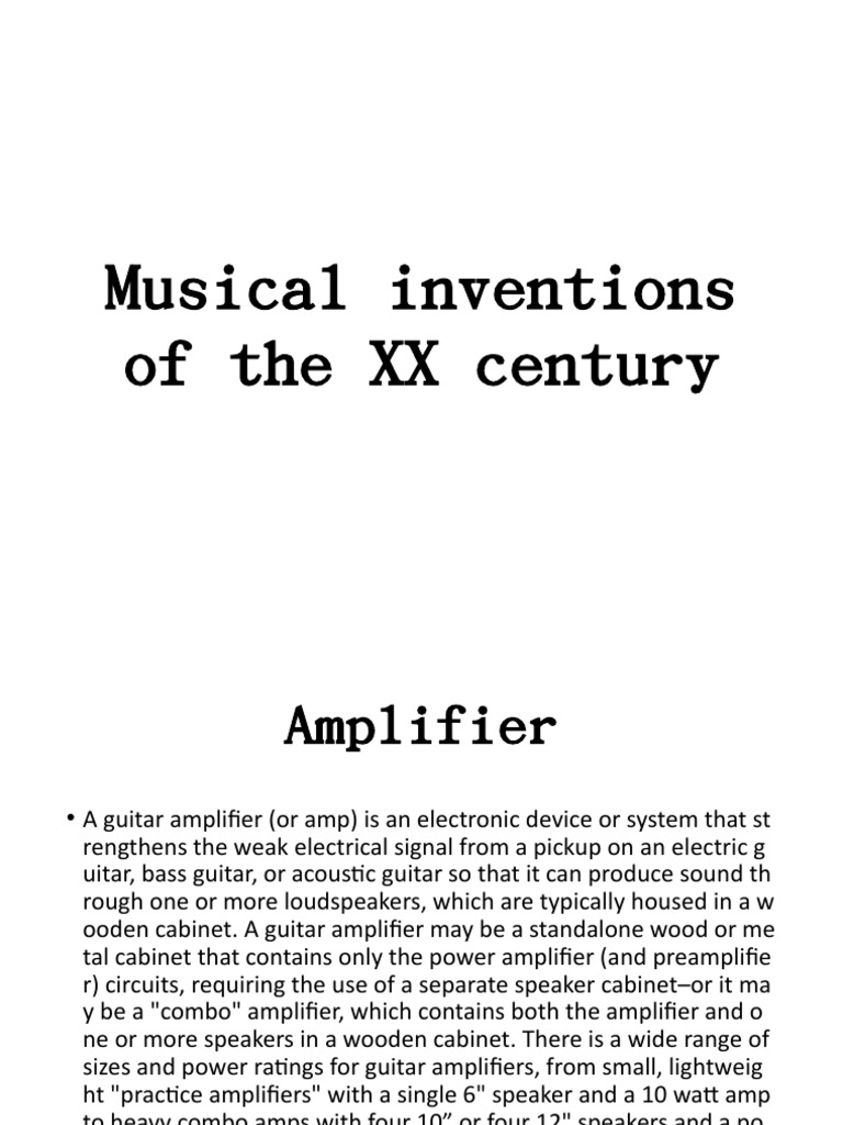 Audio Inventions of XX Century PDF Equalization (Audio) Loudspeaker