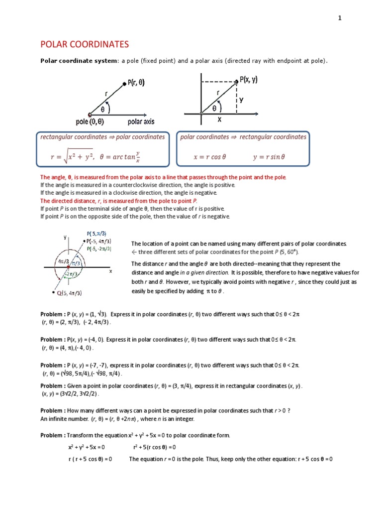 Polar Coordinates LESSON | PDF | Coordinate System | Angle