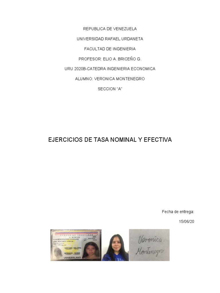 Ejercicios de Tasa Nominal y Efectiva | PDF | Negocios | Métodos y ...