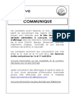 Communiqué Relatif Au Concours de Recrutement Des Agents Dencadrement Moyen À La BEAC PDF