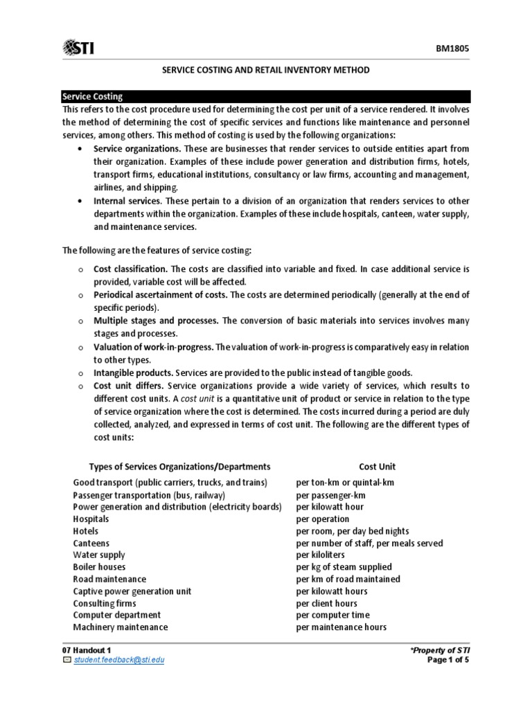 07 Handout 1 | PDF | Retail | Inventory