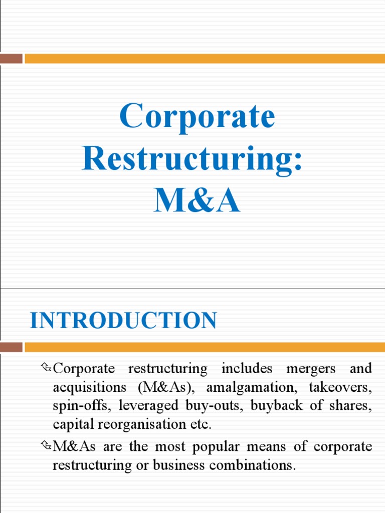 Corporate Restructuring | PDF | Leveraged Buyout | Mergers And Acquisitions