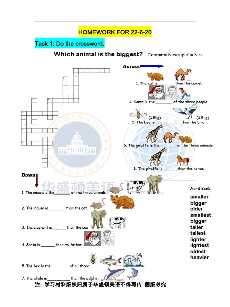 Comparative Superlative Crossword Class 22620