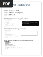 Udit Pathak 19btrci031 PSP Assignment