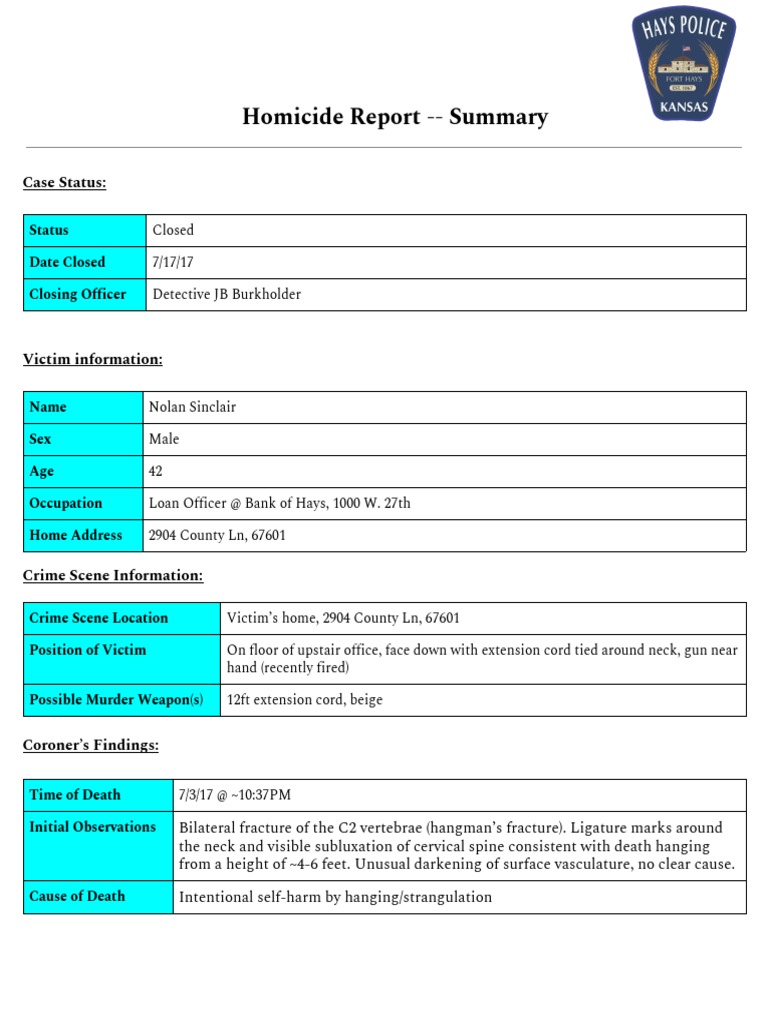 Homicide Report - Summary: Case Status | PDF