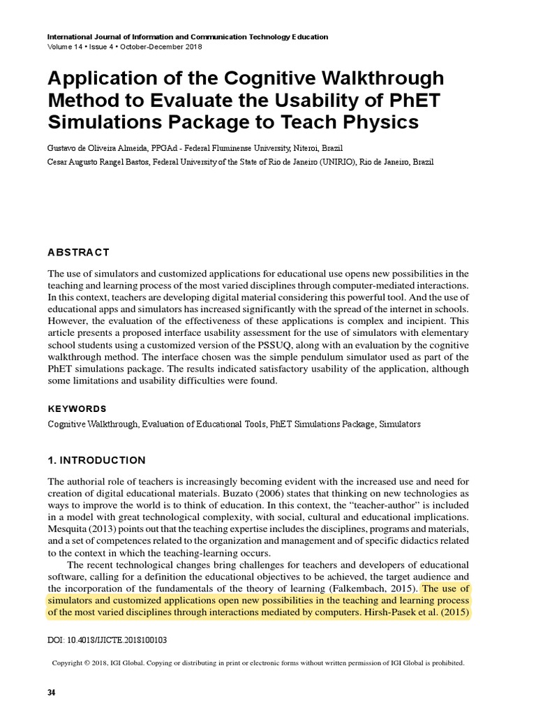Application of The Cognitive Walkthrough Method To Evaluate The ...