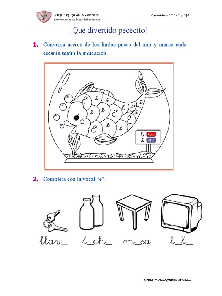 Ficha Práctica La Vocal e | PDF | Ocio | Deportes