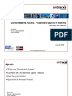 MAX015 - Using Rotating Assets - Repairable Spares in Maximo