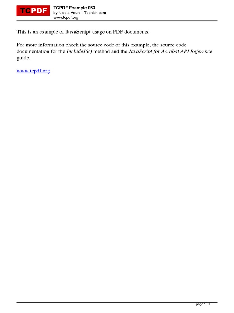 JavaScript in PDF with TCPDF | PDF