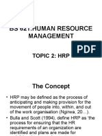 Bs 621:human Resource Management: Topic 2: HRP