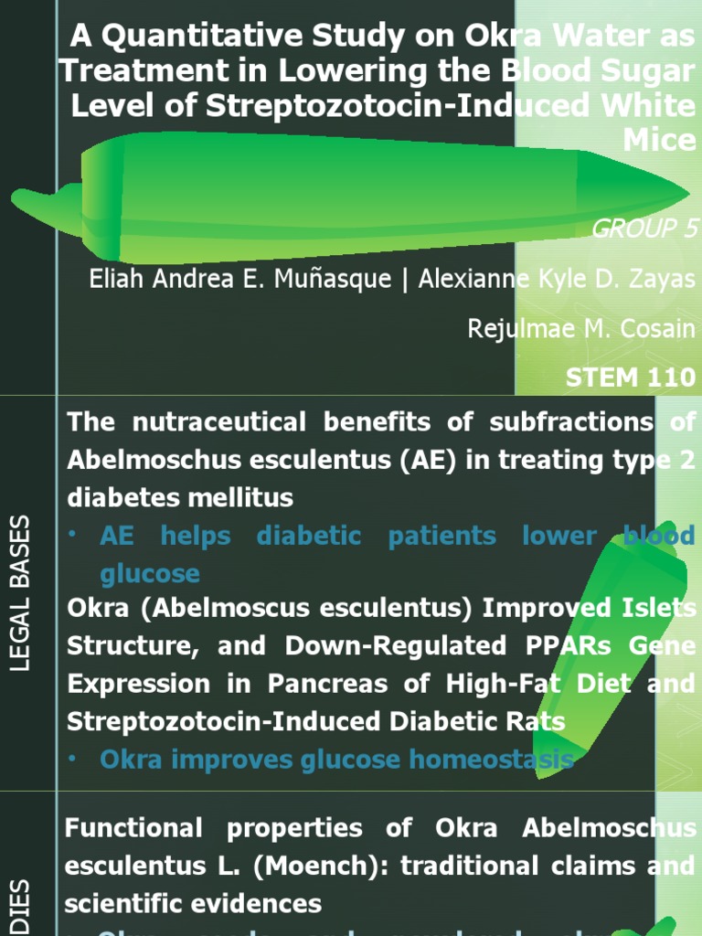 AQuantitativeStudyonOkraWaterasTreatment in Lowering The Blood Sugar of StrepInduced