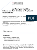 Effects of Virtual Reality On Cognition, Balance and Daily Activities of People With Chronic Stroke