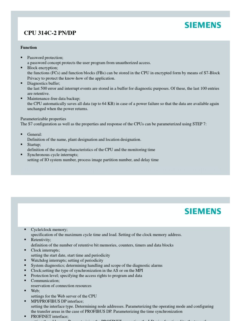CPU 314C-2 PN/DP: Function | PDF | Electrical Resistance And ...