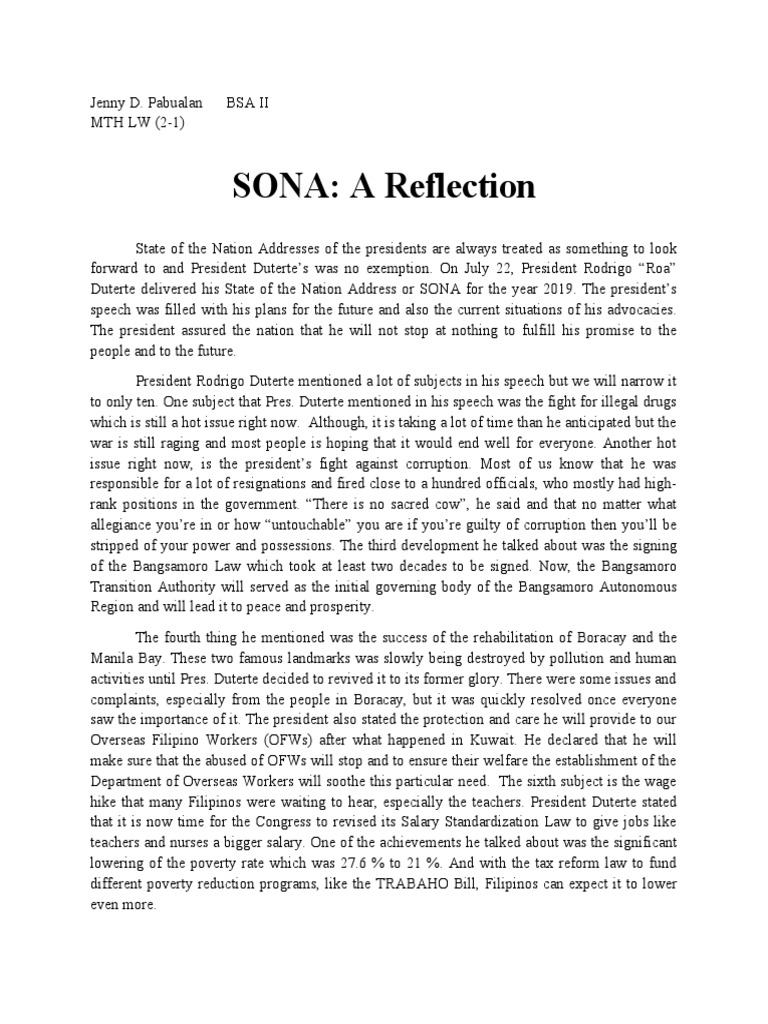 SONA Summary | PDF | Rodrigo Duterte | Philippines